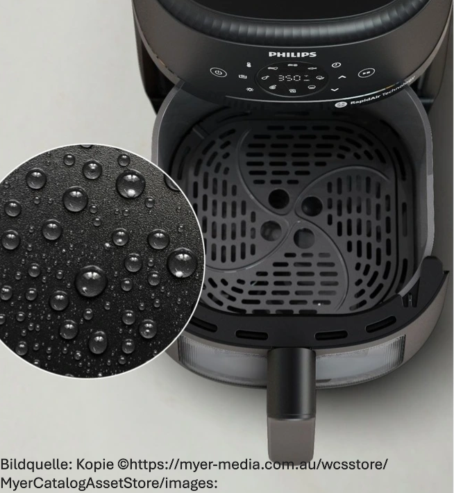 Bild zeigt den Airfryer 2000 Series 4,2L in Bezug der Reinigungsmöglichkeiten