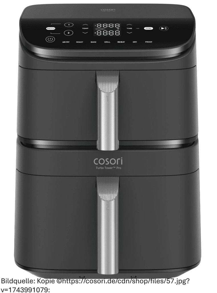 Bild zeigt Cosori Turbo Tower Pro Smart vs. Ninja Double Stack XL