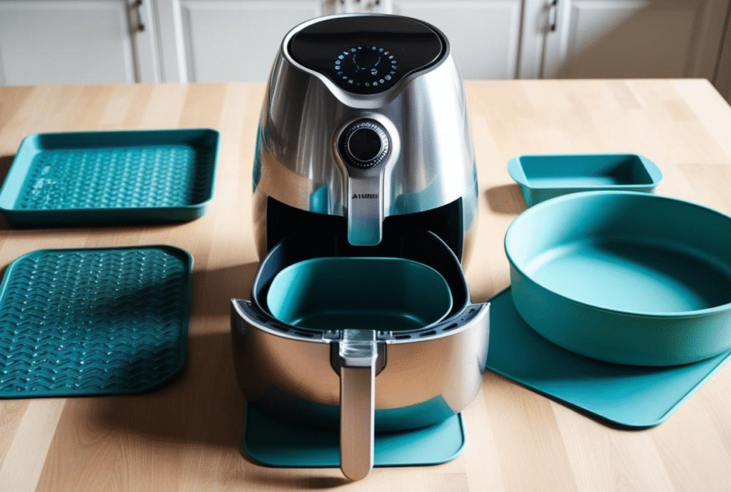 Bild zeigt Airfryer mit Silikonform als Zubehör