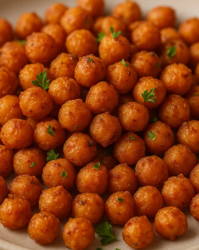 Bild zeigt geröstete Kichererbsen aus dem Airfryer