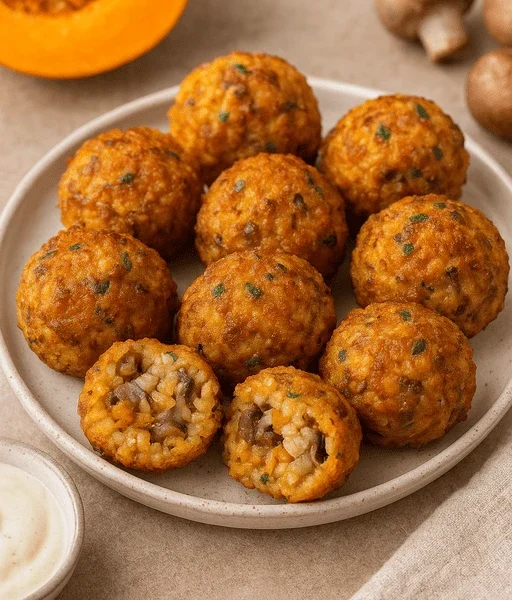 Kürbis-Pilz-Risotto-Bällchen