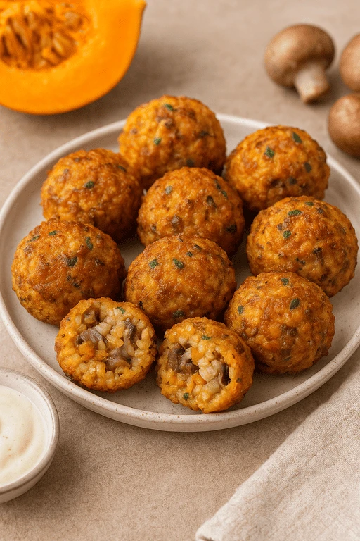 Kürbis-Pilz-Risotto-Bällchen