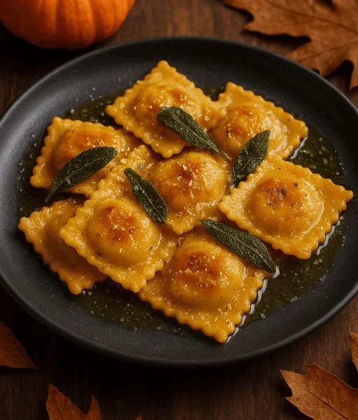 Kürbis-Ravioli mit Salbei-Butter