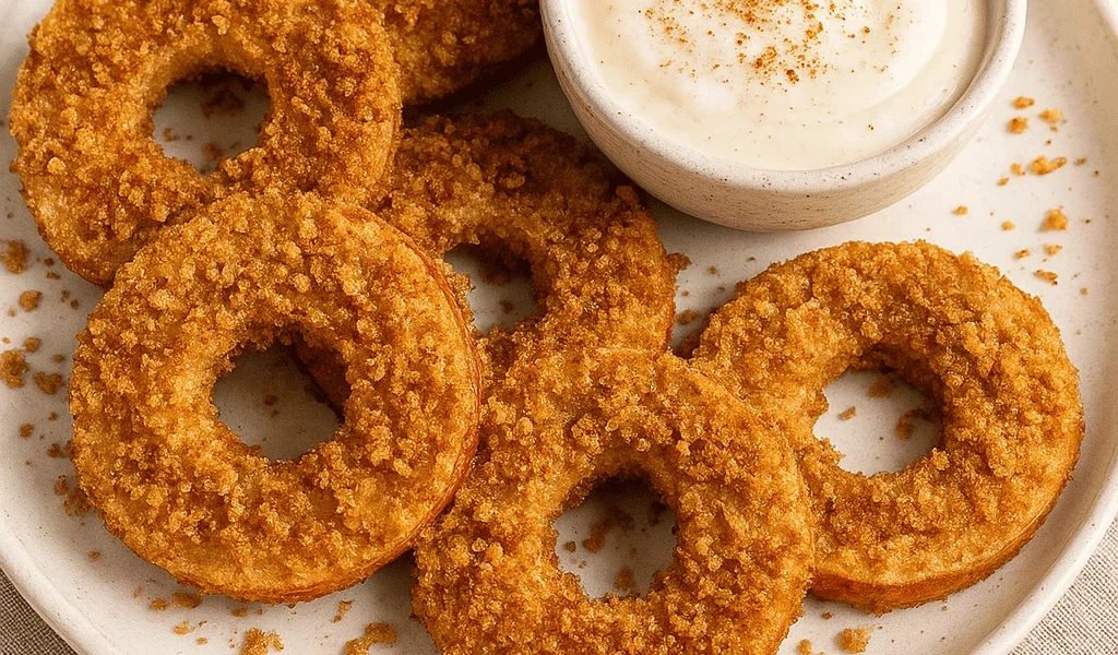 Airfryer Spekulatius-Apfelringe mit Zimt-Vanille-Dip