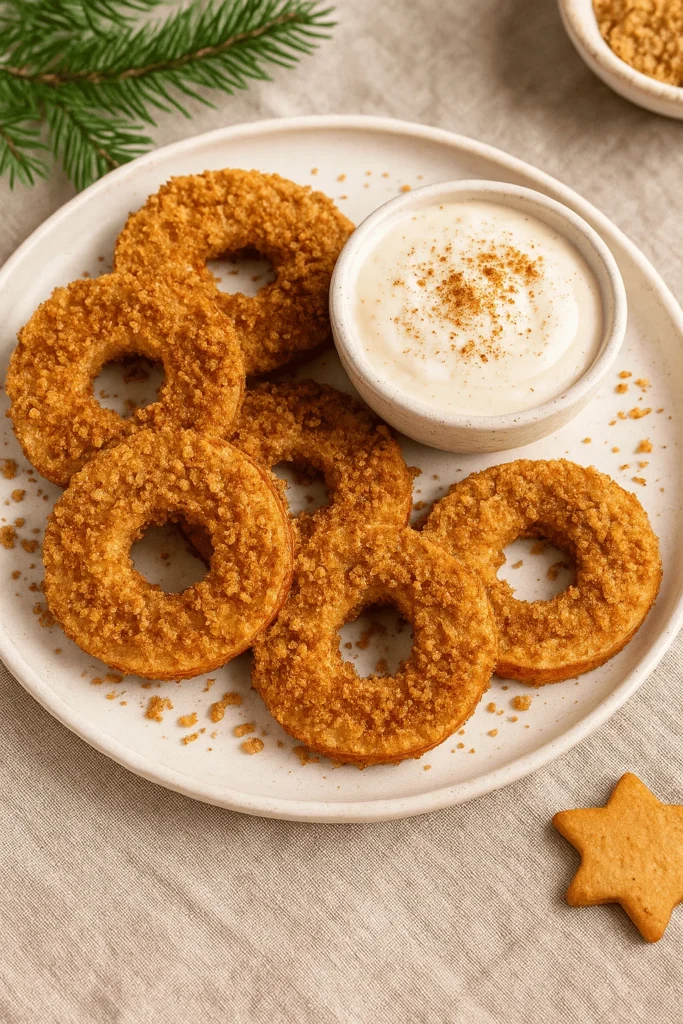 Airfryer Spekulatius-Apfelringe mit Zimt-Vanille-Dip