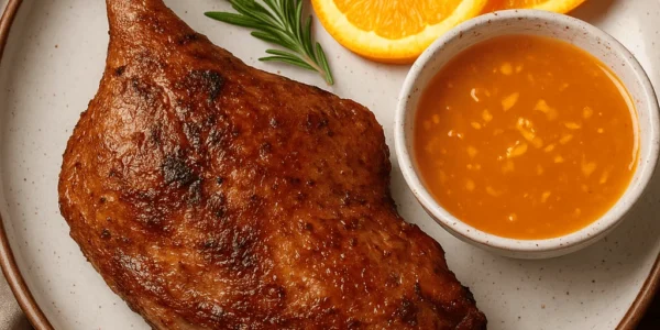 Knusprige Gänsekeule mit Orangensauce