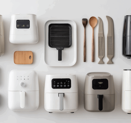 verschiednee Airfryer liegen auf einem weissen Untergrund. Der beste Airfryer 2026 wurde von uns getestet