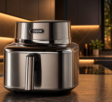 Cosori Iconic Single Test - Ein Cosori Iconic Single Airfryer steht in unserer Küche